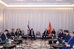 El secretario general del Partido Comunista y presidente de Vietnam, To Lam, recibe al presidente y director ejecutivo del Grupo SCG, Thammasak Sethaudom. (Foto: VN)