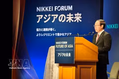 El viceprimer ministro vietnamita Le Tien Chau interviene en el 31.º Foro sobre el Futuro de Asia, celebrado en Tokio. (Foto: VNA)
