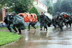 Quang tri moviliza más de 5.000 soldados para la prevención y respuesta ante inundaciones, crecidas repentinas y deslizamientos. (Foto: VNA)