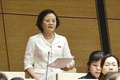 La viceprimera ministra de Vietnam, Pham Thi Thanh Tra, habla en la sesión. (Foto: VNA)