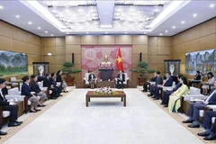 El presidente de la Asamblea Nacional de Vietnam, Tran Thanh Man, recibe al titular del Tribunal Supremo Popular de Laos, Viengthong Siphandon. (Foto: VNA)