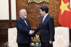 El presidente del país indochino, Luong Cuong, recibe al embajador de la República Checa, Hynek Kmonicek. (Foto: VNA)