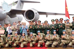 Las fuerzas de paz vietnamitas de la ONU se preparan para partir hacia las misiones de la ONU en Sudán del Sur y Abyei. (Foto: VNA) 