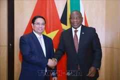 El primer ministro vietnamita, Pham Minh Chinh, y el presidente sudafricano, Cyril Ramaphosa. (Foto: VNA)