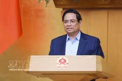 El primer ministro de Vietnam, Pham Minh Chinh, preside la reunión gubernamental ordinaria (Foto: VNA)