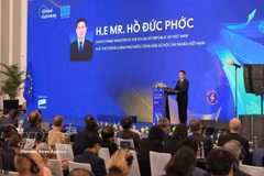 El viceprimer ministro de Vietnam, Ho Duc Phoc, en el Foro de Negocios e Inversión UE-Vietnam (Foto: VNA)