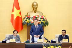 El presidente de la Asamblea Nacional de Vietnam, Tran Thanh Man, en el encuentro. (Foto: VNA)
