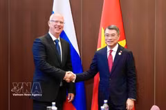 El primer ministro de Vietnam, Le Minh Hung, y el director general del Fondo de Inversión Directa de Rusia (FIDR), Kiril Dmitriev. (Foto: VNA)