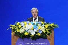 El secretario general de la ONU, António Guterres, en la firma de la Convención contra la Ciberdelincuencia. (Foto: VNA)