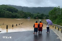 La provincia centrovietnamita de Quang Tri moviliza equipos para desbloquear carreteras tras inundaciones. (Foto: VNA)