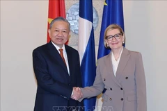 El secretario general To Lam y la vicepresidenta parlamentaria finlandesa Paula Risikko. (Foto: VNA)