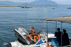 Las fuerzas de la Guardia Fronteriza de Dong Thap verifican la documentación de zarpe de las embarcaciones pesqueras. (Foto: VNA)