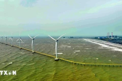 Parque eólico con tecnología surcoreana en la provincia vietnamita de Tra Vinh. (Foto: VNA)