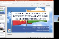Do Thi Thuy Huong, miembro del Comité Ejecutivo de la Asociación de Industrias Electrónicas de Vietnam, habla en el evento. (Fuente: VNA)