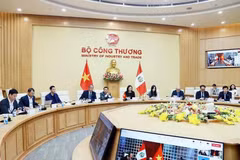 La viceministra de Industria y Comercio vietnamita, Phan Thi Thang, y el viceministro de Relaciones Exteriores de Perú, Félix Denegri Boza, co-presidieron la tercera sesión plenaria del Comité Intergubernamental bilateral. (Fuente: VNA)