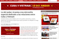 El periódico Granma, órgano oficial del Partido Comunista de Cuba, lanzó un sitio web especial que recopila valiosos documentos e imágenes sobre la singular relación entre Cuba y Vietnam. (Captura de pantalla)