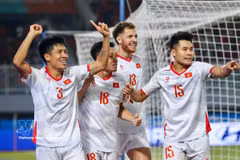 Jugadores vietnamitas celebran el gol de Van Vi. (Fuente: VNA)