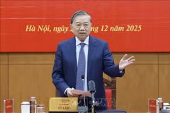 El secretario general del Partido Comunista de Vietnam (PCV), To Lam, habla en el evento. (Fuente: VNA)