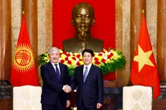 El presidente vietnamita, Luong Cuong, recibe al primer ministro de Kirguistán, Adylbek Kasymaliev. (Fuente: VNA)