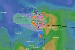 Trayectoria de la tormenta No. 5 a las 7:00 a.m. del 25 de agosto de 2025. (Fuente: VNA)