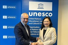 La embajadora Nguyen Thi Van Anh, representante permanente de Vietnam ante la UNESCO, y Ernesto Renato Ottone Ramirez, subdirector general de Cultura de la UNESCO. (Fuente: VNA)