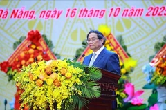 El primer ministro Pham Minh Chinh habla en el evento. (Fuente: VNA)
