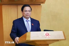 El primer ministro de Vietnam, Pham Minh Chinh, habla en el evento. (Fuente: VNA)