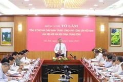 El secretario general del Partido Comunista de Vietnam, To Lam, habla en el evento. (Fuente: VNA)