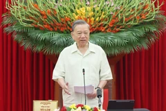 El secretario general del Partido Comunista de Vietnam, To Lam, habla en el evento. (Fuente: VNA)