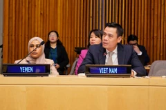 El embajador Dang Hoang Giang, representante permanente de Vietnam ante la ONU, habla en el evento. (Fuente: VNA)