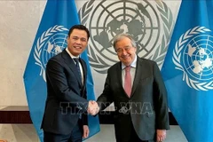 El secretario general de las Naciones Unidas, António Guterres, y el embajador Dang Hoang Giang, jefe de la misión permanente de Vietnam ante la mayor organización mundial. (Fuente: VNA)