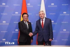 El vicepresidente de la Asamblea Nacional de Vietnam Le Minh Hoan y el primer vicepresidente de la Duma Estatal rusa, Iván Melnikov. (Fuente: VNA)