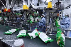 Empaquetado de arroz para exportación en la fábrica de Vinh Phat, en el barrio de Binh Duc, provincia de An Giang. (Foto: VNA)