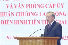 El secretario general del Partido Comunista de Vietnam, To Lam, habla en el evento. (Fuente: VNA)