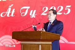 El presidente de la Asamblea Nacional de Vietnam, Tran Thanh Man, habla en el evento. (Fuente: VNA)