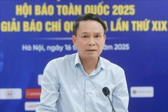 El vicepresidente permanente de la VJA y presidente del Comité de Evaluación Preliminar, Nguyen Duc Loi, habla en el evento. (Fuente: VNA)