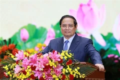 El primer ministro Pham Minh Chinh habla en el evento. (Fuente: VNA)