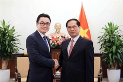 El vicepremier y ministro de Relaciones Exteriores de Vietnam, Bui Thanh Son, recibe al secretario de Estado del Ministerio de Asuntos Exteriores y Cooperación Internacional de Camboya, Ung Rachana. (Fuente: VNA)