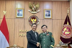 El viceministro de Defensa de Vietnam, coronel general Hoang Xuan Chien, y el teniente general Tri Budi Utomo, secretario general del Ministerio de Defensa de Indonesia. (Fuente: VNA)