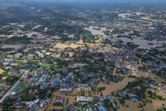 Zona inundada del barrio de Tan Thinh (provincia de Thai Nguyen). (Fuente: VNA)