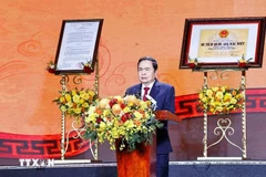 El presidente de la Asamblea Nacional de Vietnam, Tran Thanh Man, habla en el evento. (Fuente: VNA)