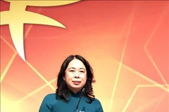 La vicepresidenta de Vietnam, Vo Thi Anh Xuan, habla en el evento. (Fuente: VNA)