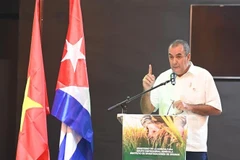 El ministro cubano de Agricultura, Ydael Pérez Brito, habla en el evento. (Fuente: VNA)