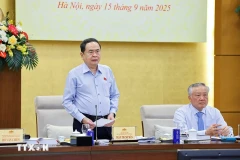 El presidente de la Asamblea Nacional (Parlamento) de Vietnam, Tran Thanh Man, habla en el evento. (Fuente: VNA)