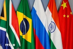 Banderas nacionales de los países miembros del BRICS. (Foto: Getty Images/VNA)