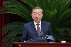El secretario general del Partido Comunista de Vietnam, To Lam, habla en el evento. (Fuente: VNA)