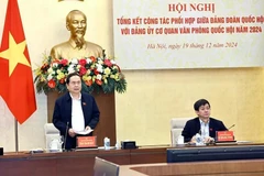 El presidente de la Asamblea Nacional de Vietnam, Tran Thanh Man, habla en el evento. (Fuente: VNA)