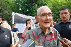 El vicepresidente de Indonesia, Try Sutrisno, en una actividad en Menteng, Yakarta, el 24 de febrero de 2024. (Foto: ANTARA)