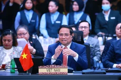El primer ministro vietnamita, Pham Minh Chinh, en el evento. (Fuente: VNA)