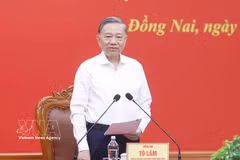 El secretario general del Partido Comunista y presidente de Vietnam, To Lam, habla en el evento. (Fuente: VNA)